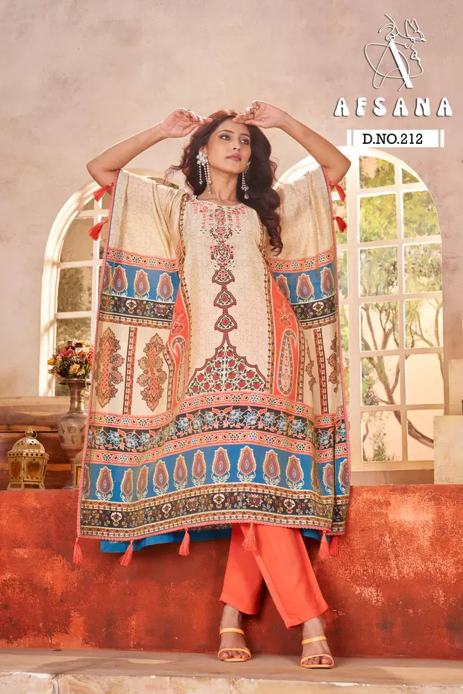 DN 212 By Afsana Modal Mirror Work Digital Printed Kaftan With Bottom Wholesale Price In Surat
